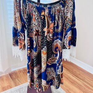 Bohemian Paisley Off-Shoulder Dress